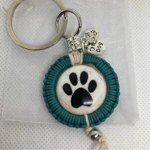 Hand Crafted Macrame Dog Paw Keychain